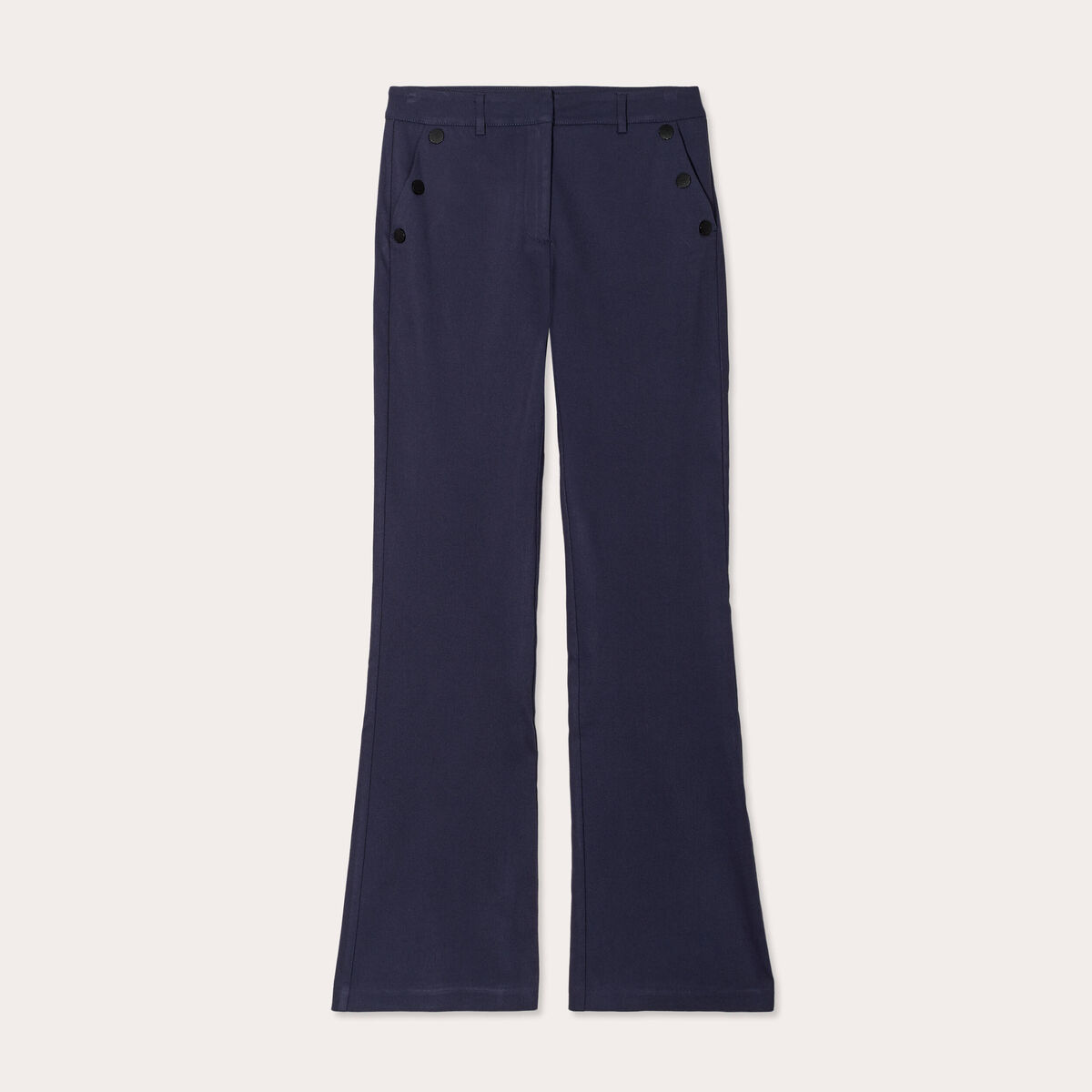 Pantalon bootcut &agrave; pont bleu marine femme