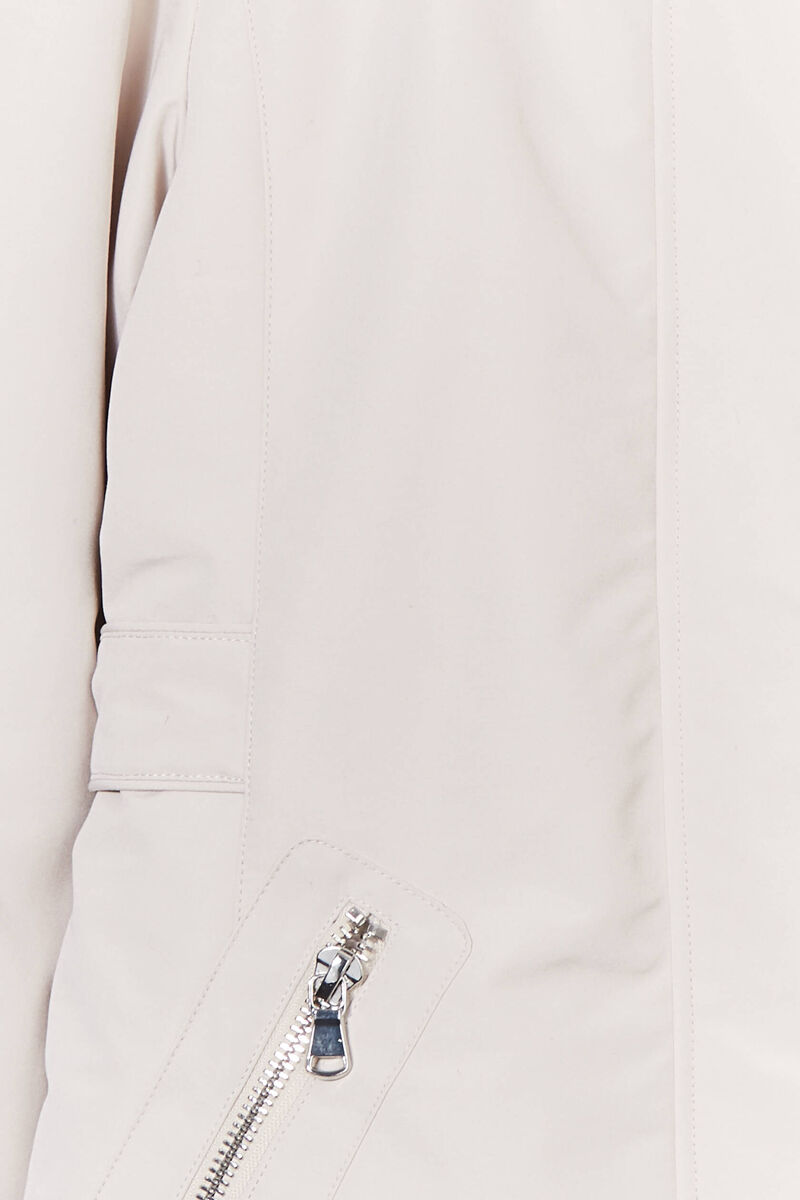 Parka &agrave; capuche fausse fourrure ecru femme