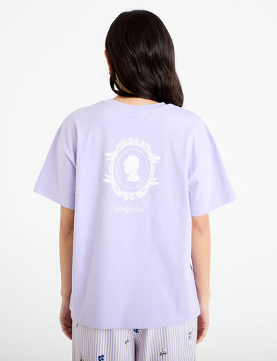 T-shirt oversize brod&eacute; Bridgerton parme femme