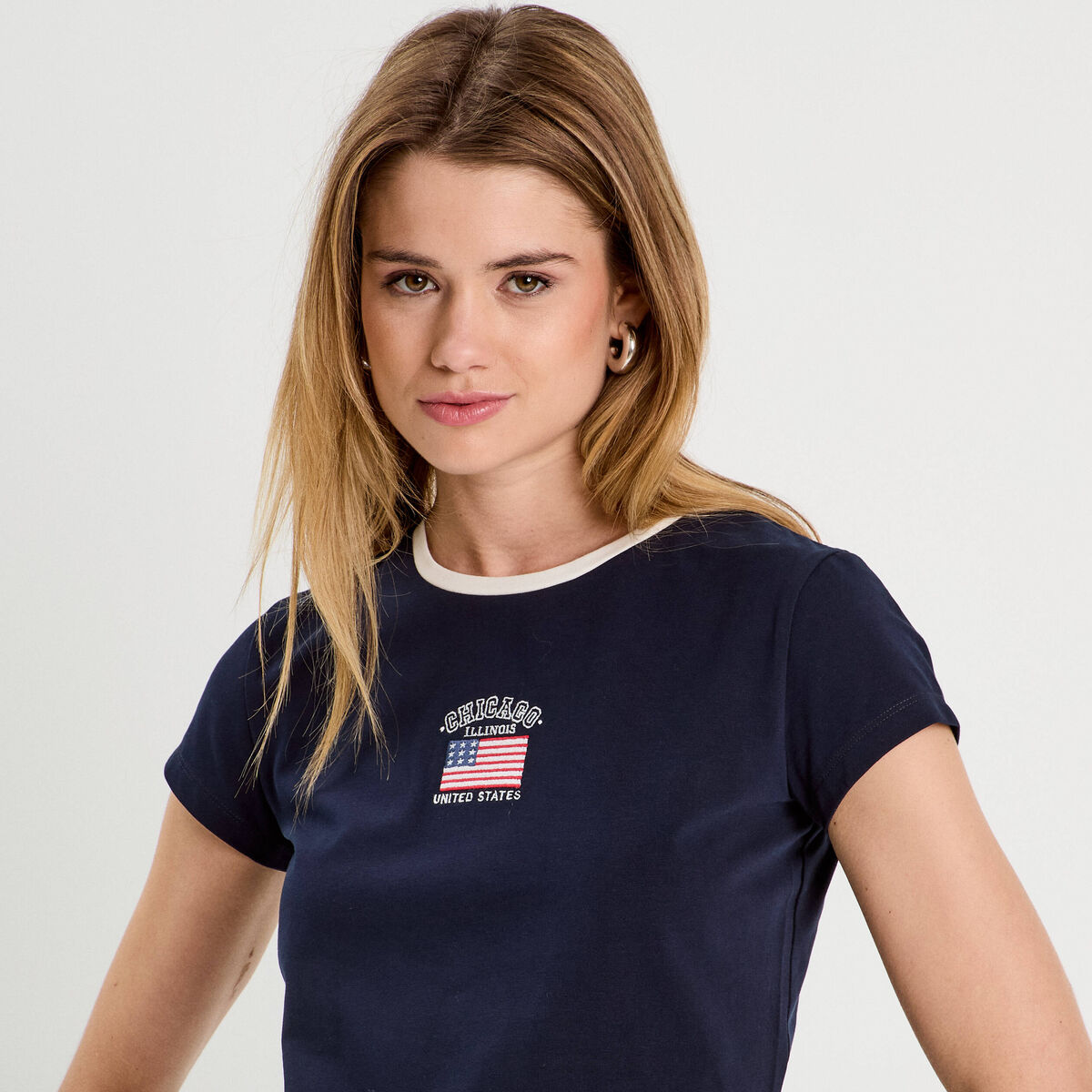 T-shirt manches courtes bleu marine femme