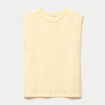 T-shirt col rond sans manches jaune pastel femme