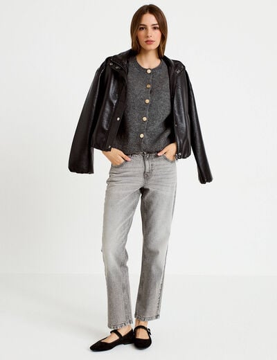 Gilet ample sans manches gris fonc&eacute; femme