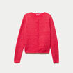 Gilet col rond manches longues rouge femme