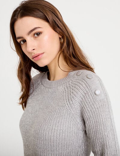 Pull manches longues gris clair femme