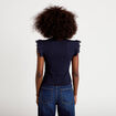 D&eacute;bardeur volants brod&eacute;s bleu marine femme