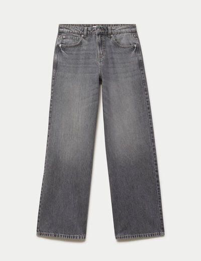 Jean wide leg taille basse denim gris femme