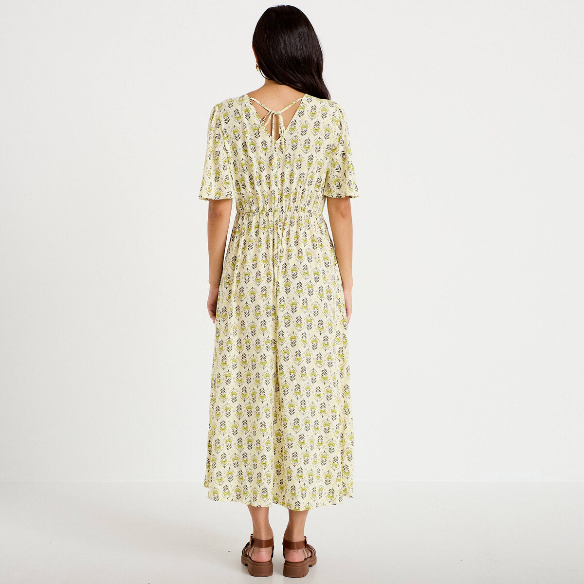 Robe longue manches courtes blanc femme