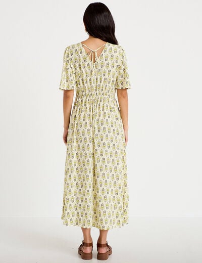 Robe longue manches courtes blanc femme