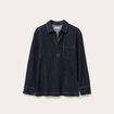 Blouse col chemise manches longues denim brut femme