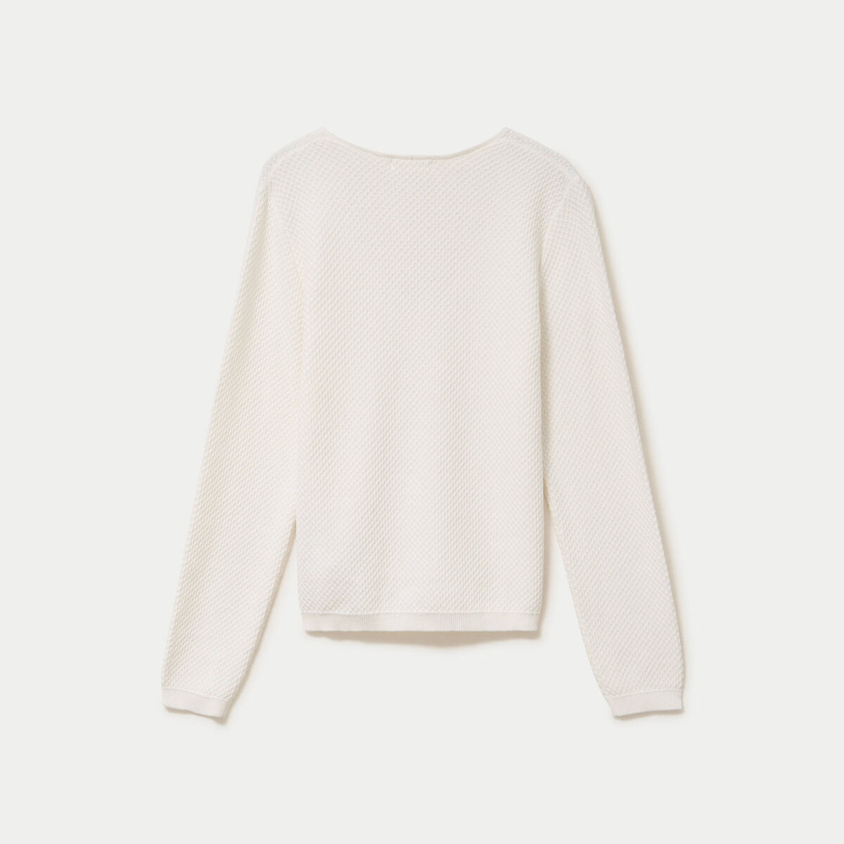 Pull col v manches longues ecru femme