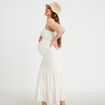 Robe longue &eacute;vas&eacute;e col v bretelles ecru femme