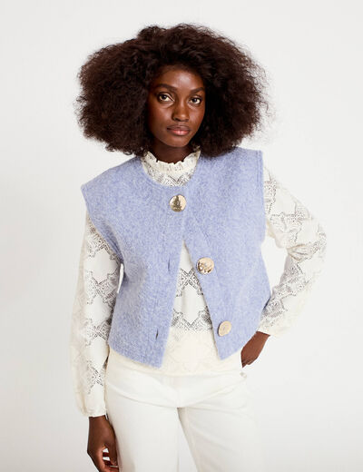 Gilet sans manches effet polaire bleu gris femme
