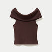 Top col bardot marron fonc&eacute; femme