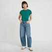 T-shirt c&ocirc;tel&eacute; ajust&eacute; manches courtes vert &eacute;meraude femme