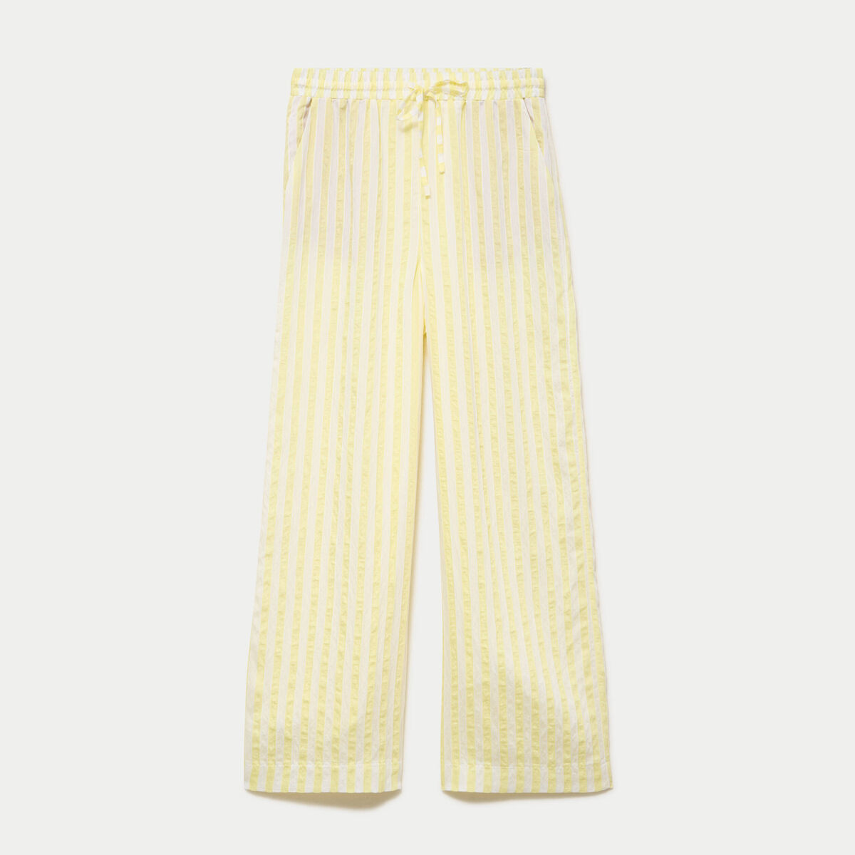 Pantalon large fluide taille standard jaune femme