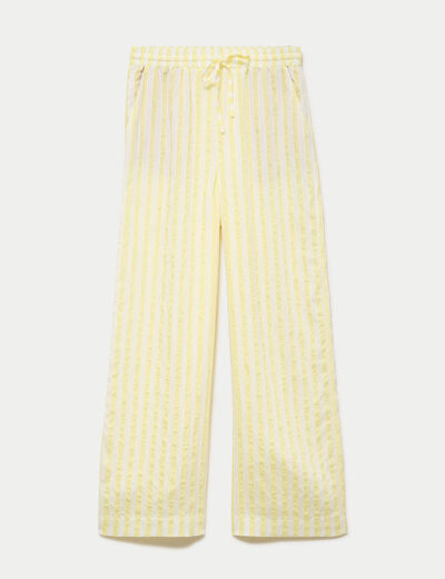 Pantalon large fluide taille standard jaune femme