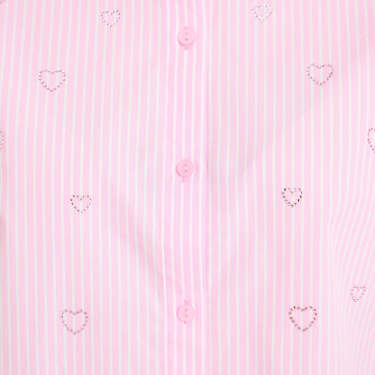 Chemise droite col am&eacute;ricain strass rose femme