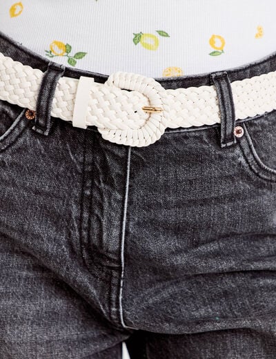 Ceinture large tress&eacute;e chin&eacute;e ecru femme