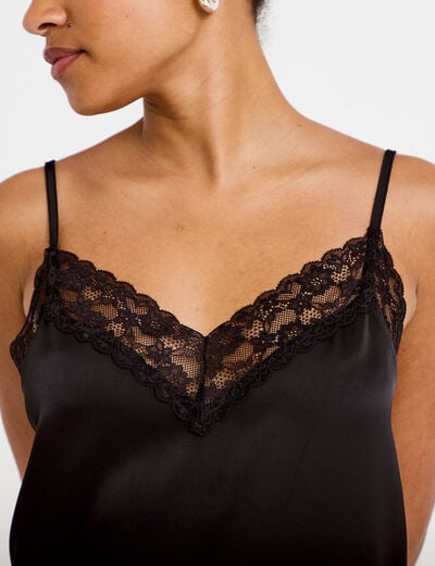 D&eacute;bardeur ajust&eacute; d&eacute;collet&eacute; dentelle noir femme
