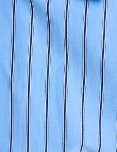 Blouse ample col montant manches longues bleu femme