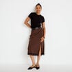 Jupe &eacute;vas&eacute;e 3/4 d&eacute;tail dentelle marron fonc&eacute; femme