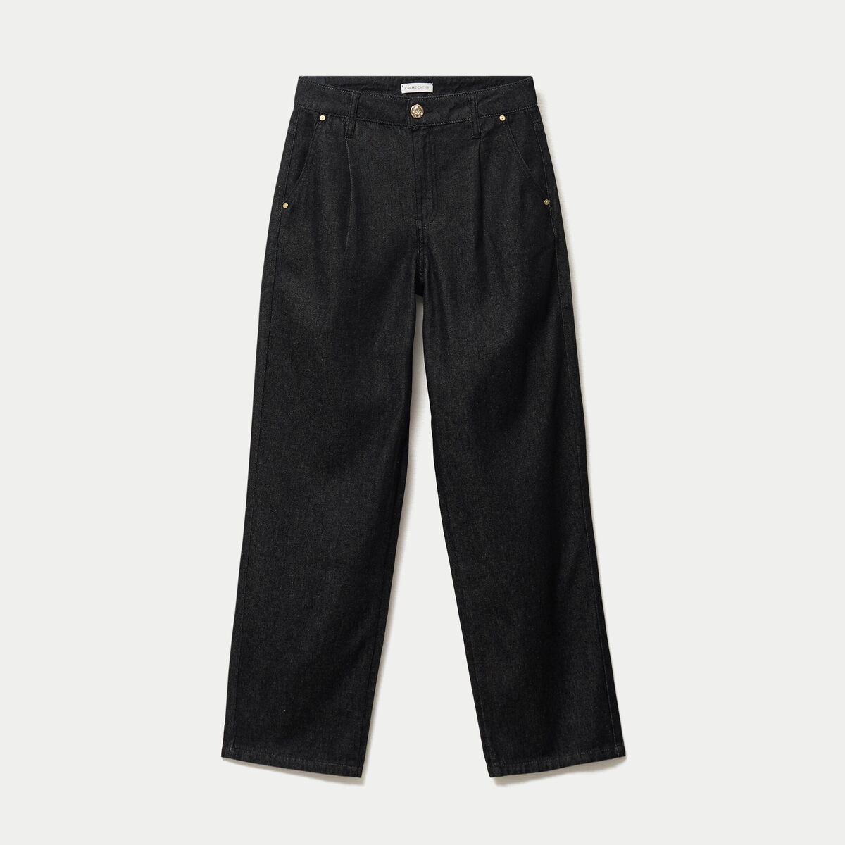 Jean wide leg taille haute denim noir femme