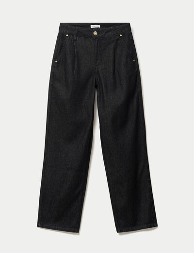 Jean wide leg taille haute denim noir femme