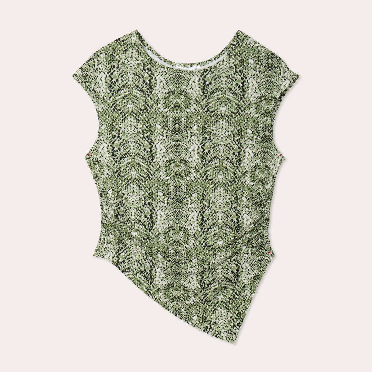 T-shirt asym&eacute;trique vert kaki femme