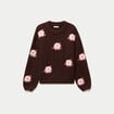 Pull ample col rond manches longues marron fonc&eacute; femme