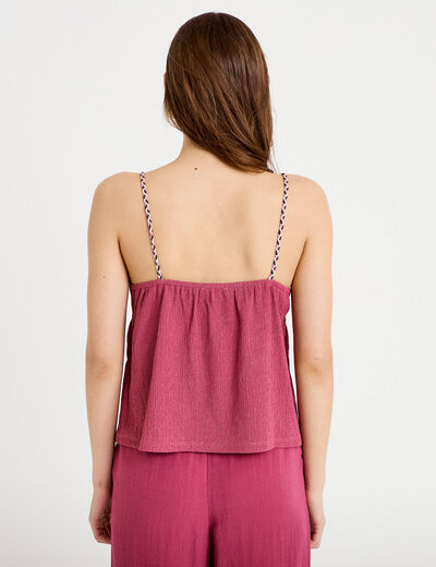 D&eacute;bardeur ajust&eacute; d&eacute;tail broderie prune femme
