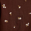 Chemise droite broderie manches longues marron fonc&eacute; femme