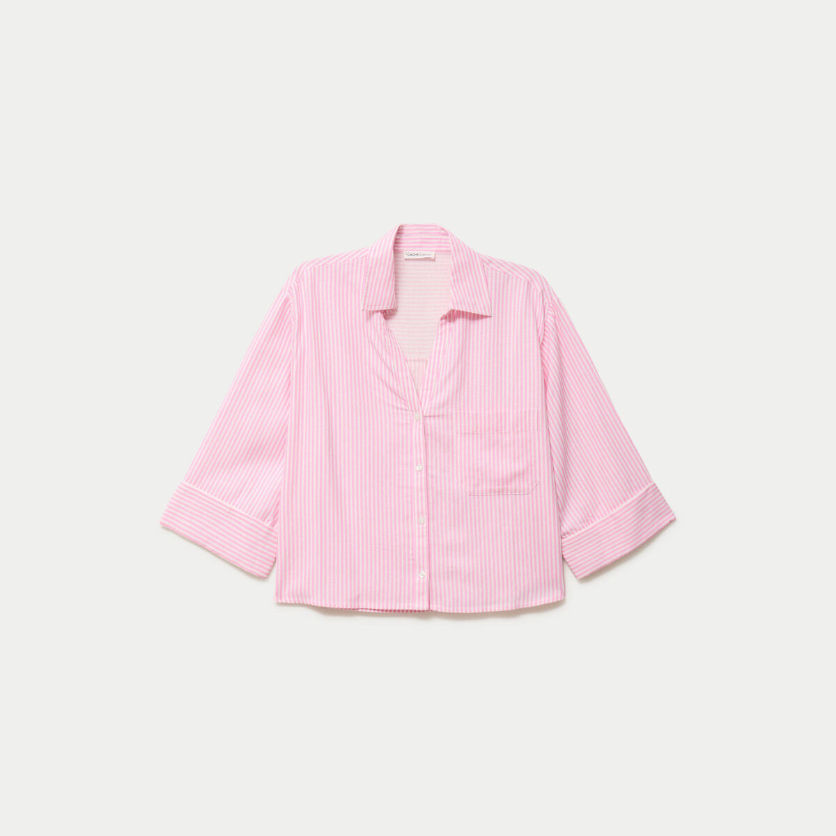 Chemise col classique manches 3/4 rose femme