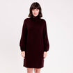 Robe pull col roul&eacute; rouge fonc&eacute; femme