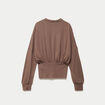 Gilet bas resserr&eacute; manches longues marron clair femme