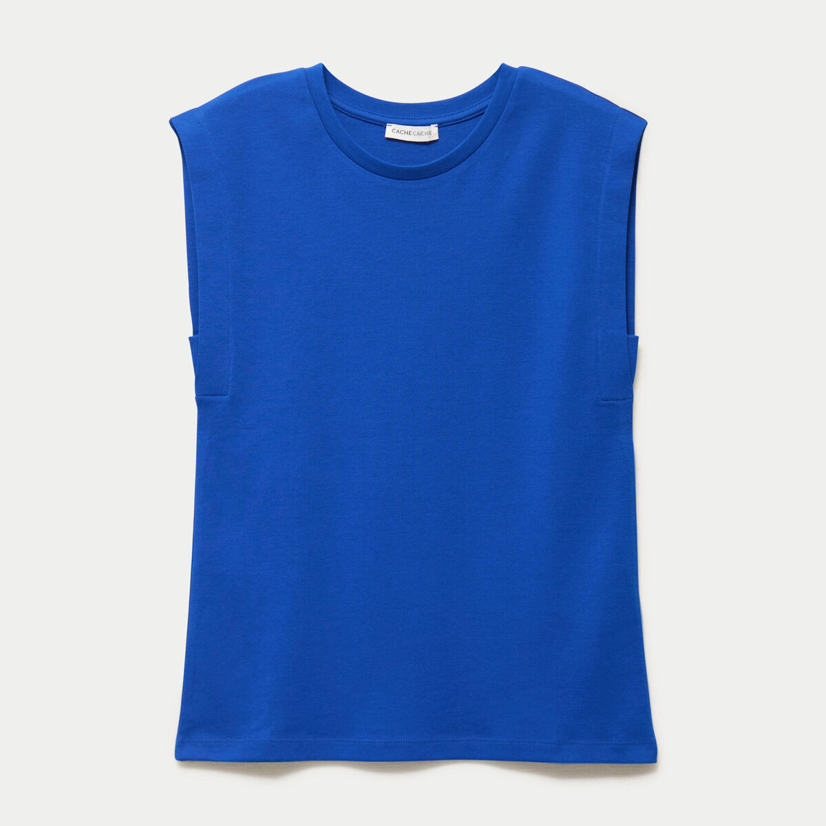 T-shirt col rond sans manches bleu electrique femme
