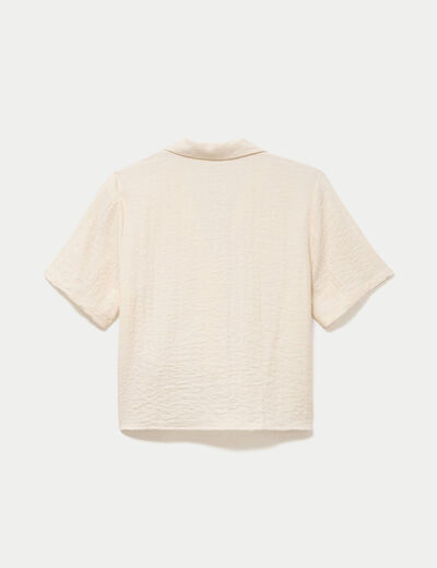 Chemise droite pliss&eacute;e manches courtes ecru femme