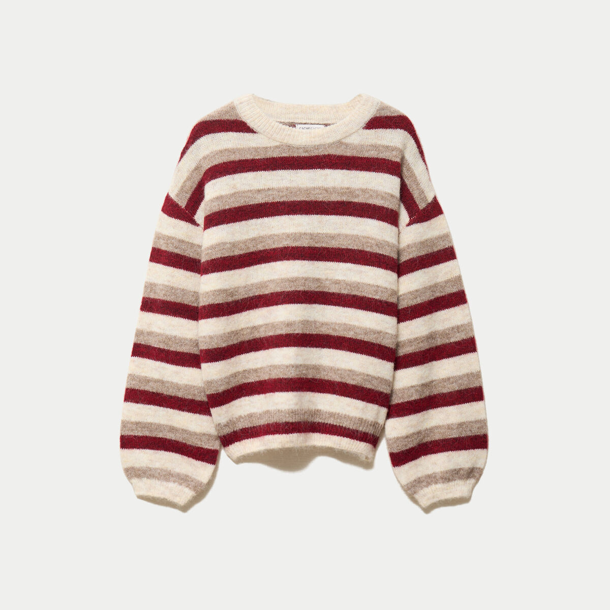 Pull ample manches longues ivoire femme