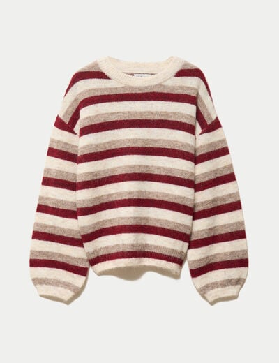 Pull ample manches longues ivoire femme