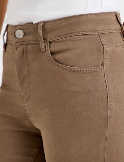 Jeans slim 5 poches taupe femme