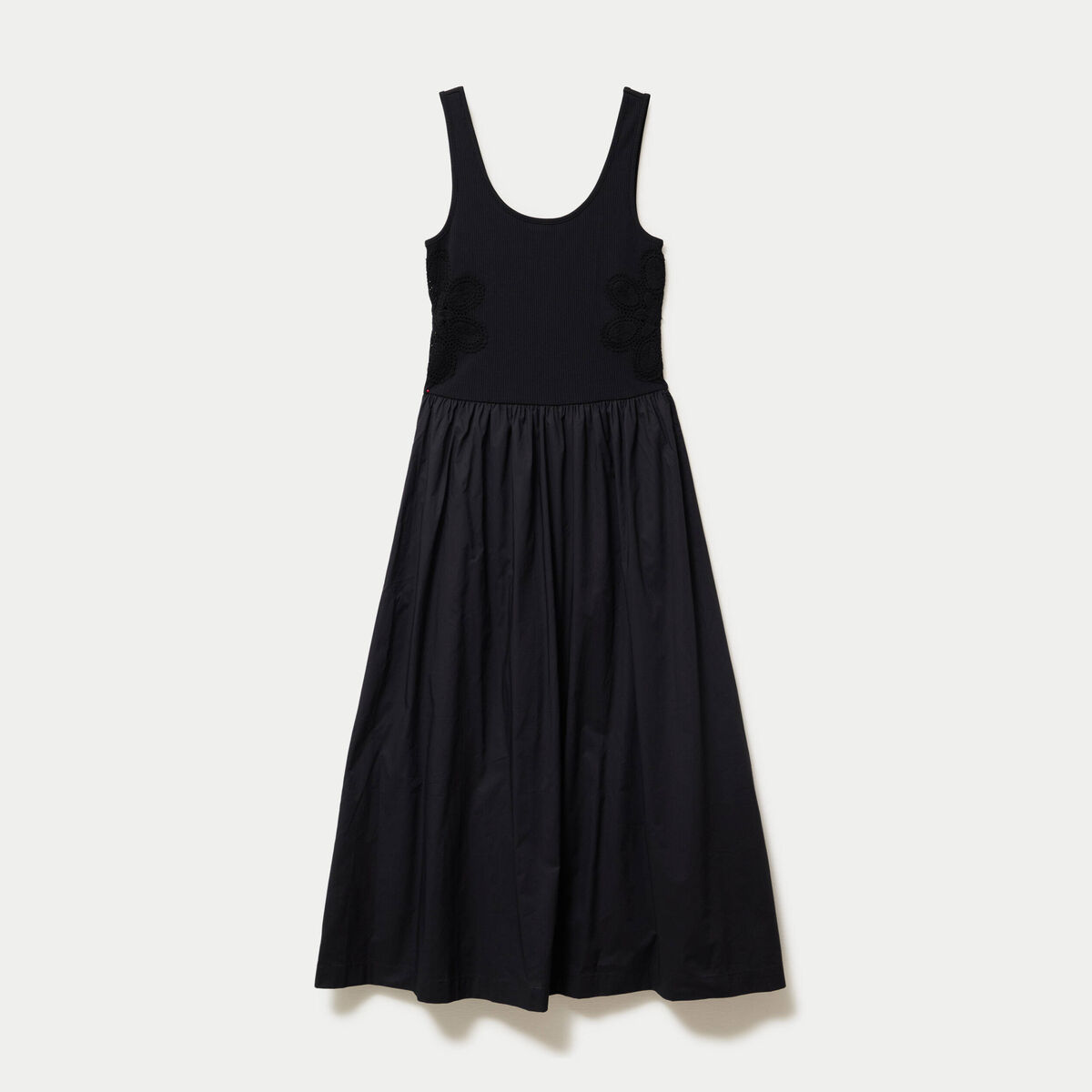 Robe longue &eacute;vas&eacute;e bi-mati&egrave;re noir femme