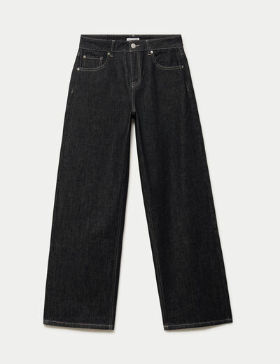 Jean wide leg taille basse denim noir femme