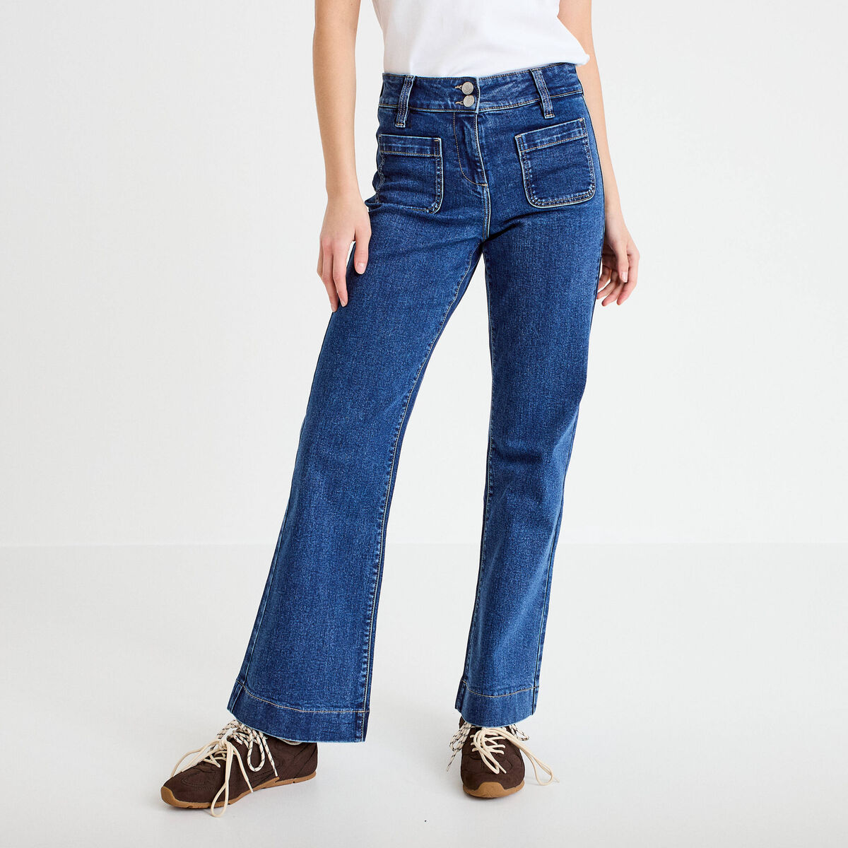 Jean bootcut taille haute denim stone femme