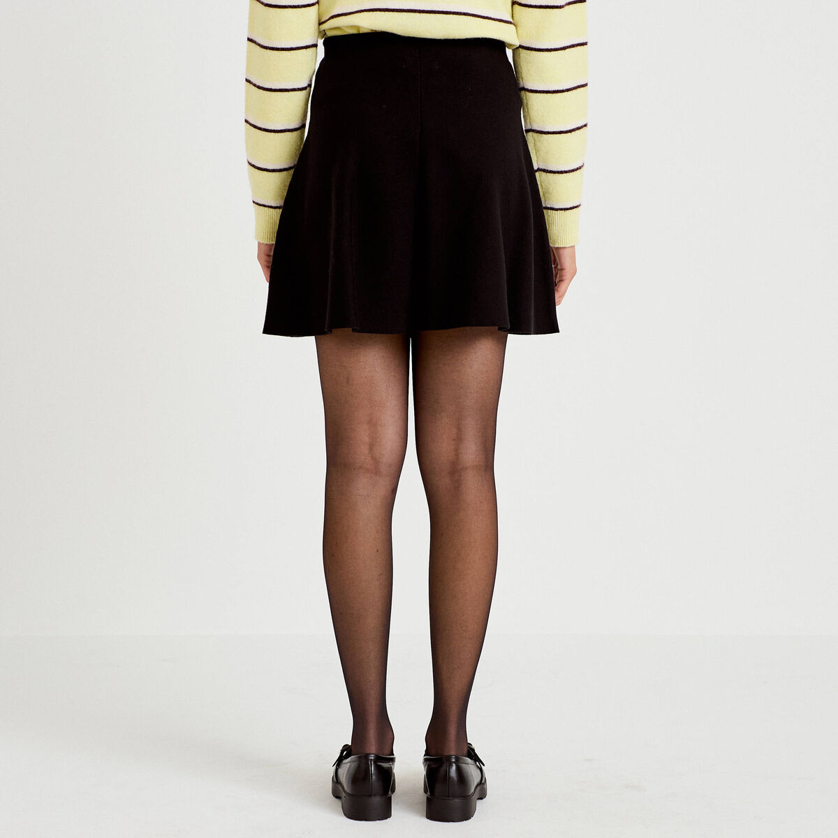 Jupe &eacute;vas&eacute;e en maille noir femme