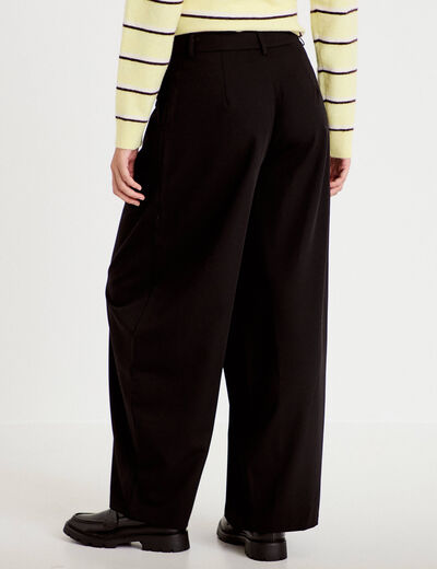 Pantalon barrel taille basse noir femme