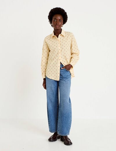 Chemise oversize manches longues jaune femme
