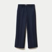 Pantalon large taille haute bleu marine femme