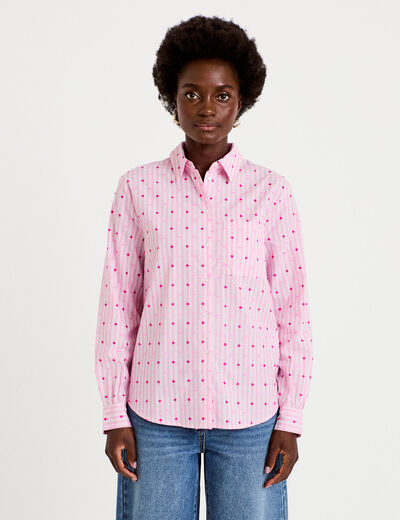 Chemise coupe ample manches longues rose femme