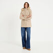 Manteau mi-long &agrave; capuche beige femme