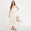 Jupon &eacute;vas&eacute; taille haute ecru femme