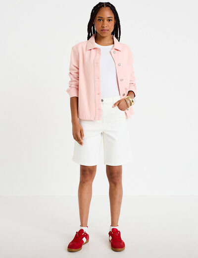 Bermuda en jean denim blanc femme